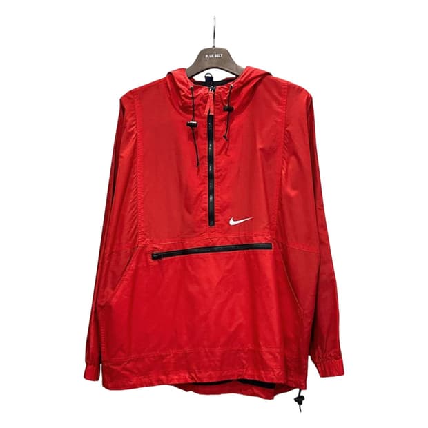 나이키 올드스쿨 반집업 후드 바람막이 캥거루 투포켓 로고 디테일 레드