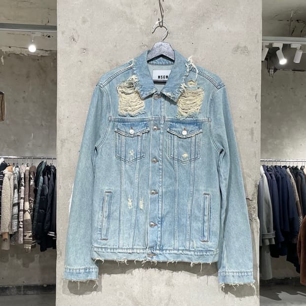 msgm 연청 디스트레스드 데님 자켓