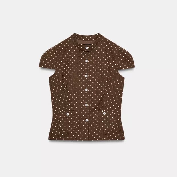자라 ZARA 도트 포플린 탑