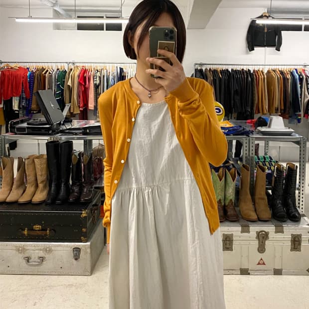 UNITED ARROWS collarless silk cardigan