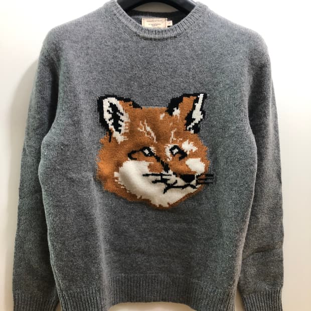 [남성S] 메종키츠네 폭스헤드 니트 그레이