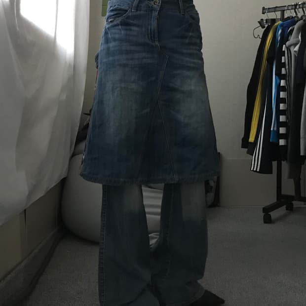 빈티지 백디테일 데님스커트