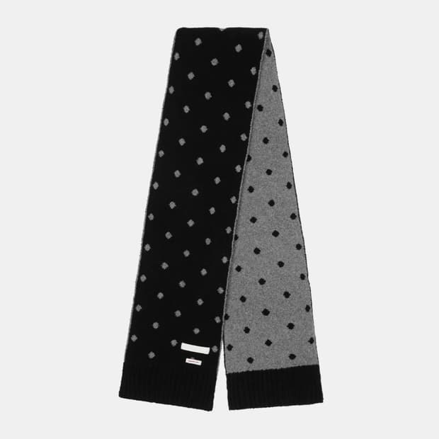 오헤시오 DOT PATTERN MUFFLER, GRAY BLACK