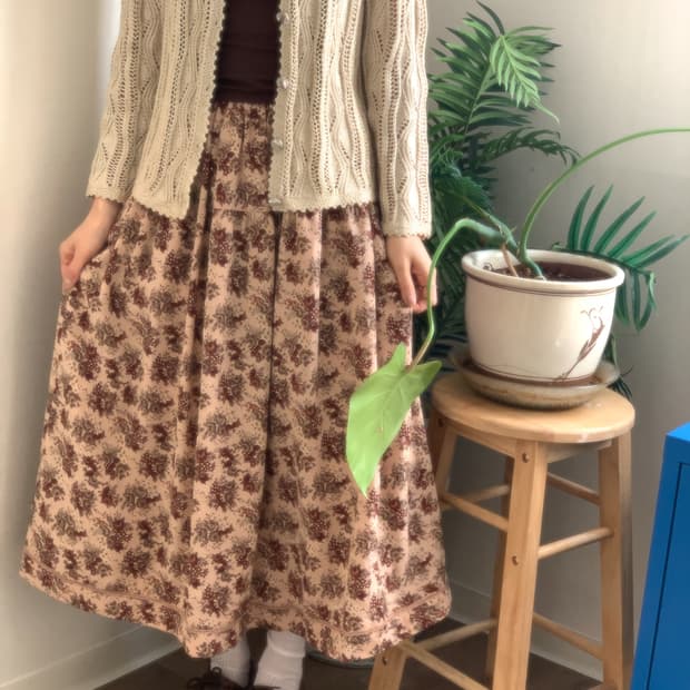 꽃 필름 롱 스커트