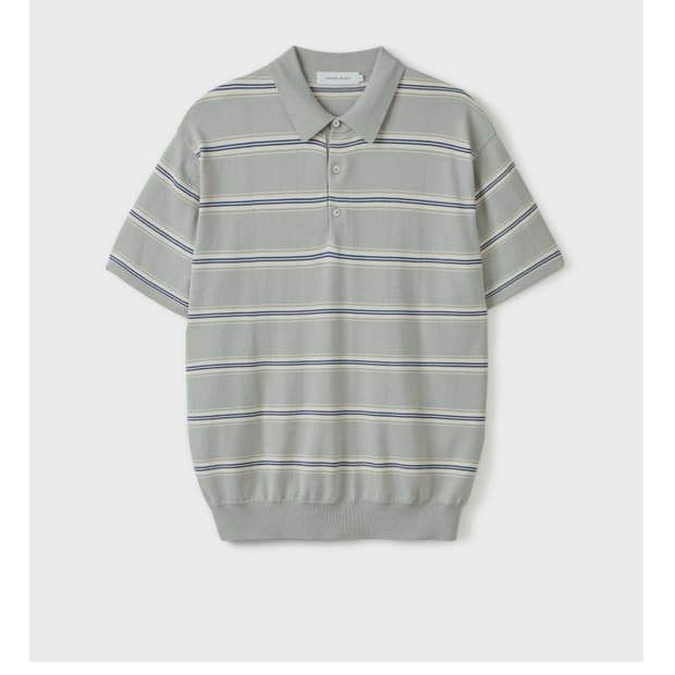 유니온 블루 WALTZ STRIPE COLLAR HALF KNIT