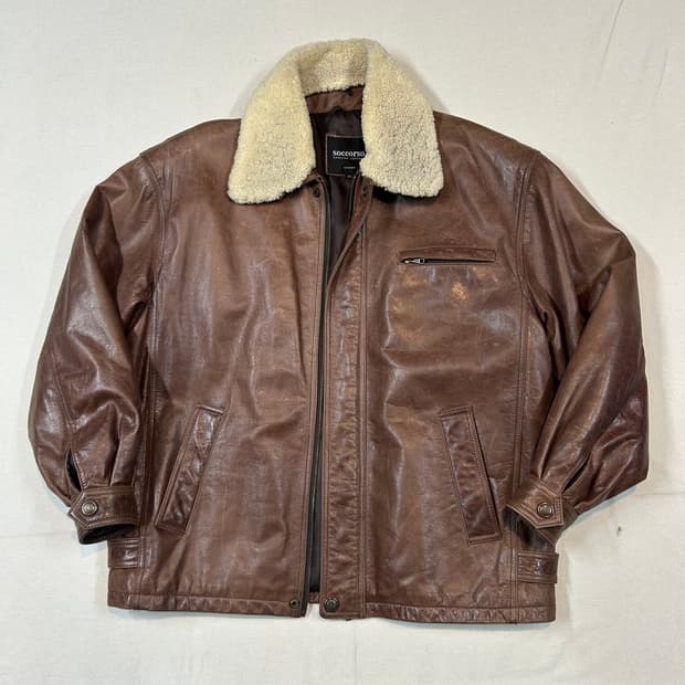 L) SOCCORSO 소가죽 무스탕 레더 자켓