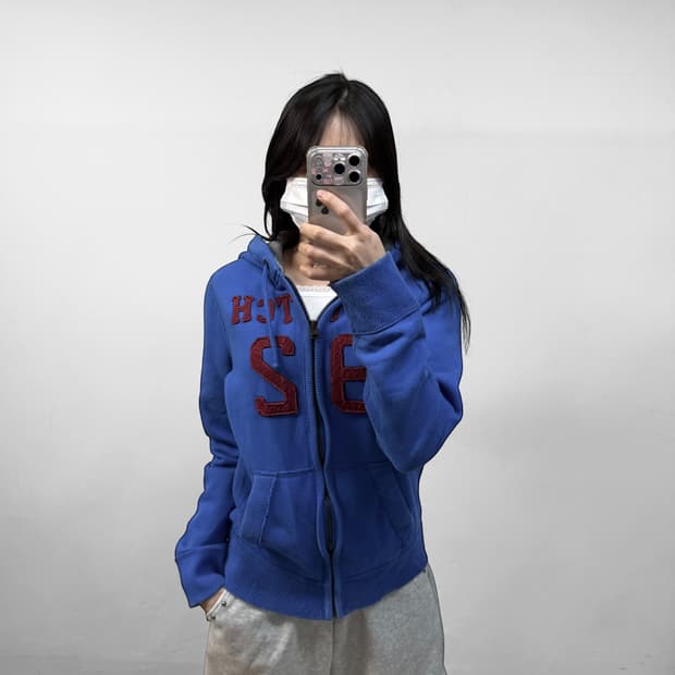 아베크롬비 스펠 로고 후드집업 블루