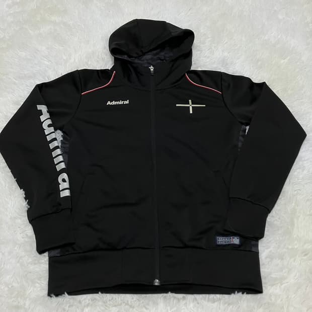 빈티지 어드미럴 블랙 밀리터리 후드 저지 864 y2k 스트릿 모리 갸루