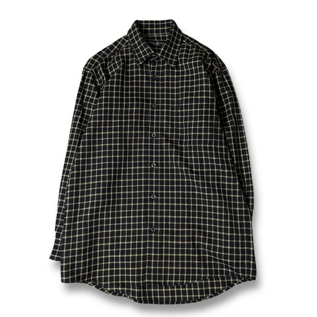 입생로랑 블랙 브라운 체크 긴팔 셔츠 95