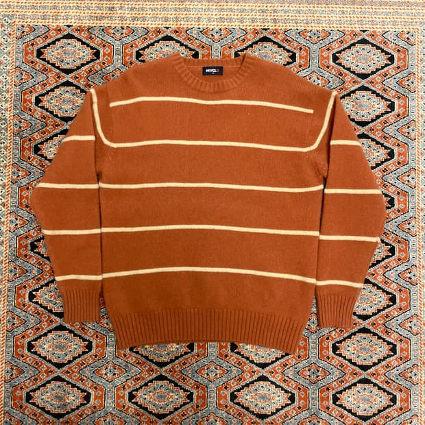 VTG 오렌지 스트라이프 울 혼방 니트 남성95