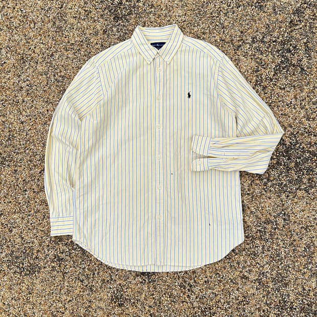 폴로 랄프로렌 옐로우 스트라이프 셔츠