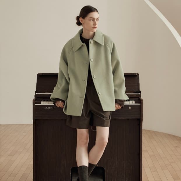 (새상품) 말차라떼컬러 캐시미어코트 (정가 40만원대)