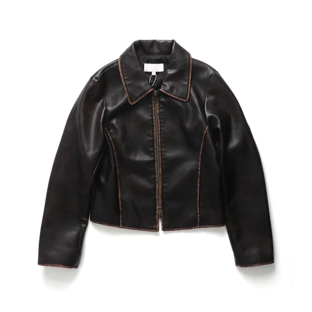 MOUSSY Faux Leather Minimal Jacket