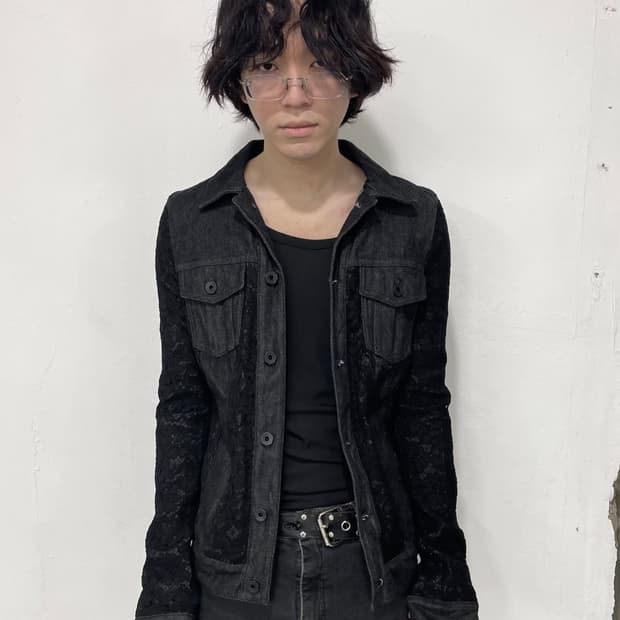 디젤 블랙 골드 레이스 데님 자켓