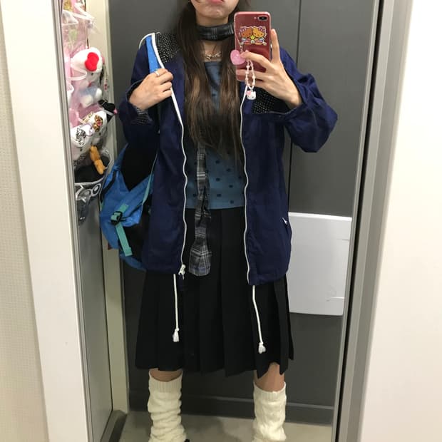 아디다스 도트 네이비 니혼진 괴짜 코디세트