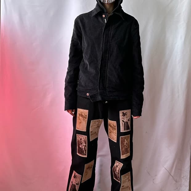 EASY BUSY old card patchwork pants