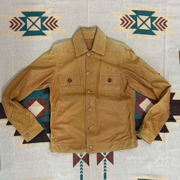 투모로우랜드 이태리 별주 레더 트러커 자켓