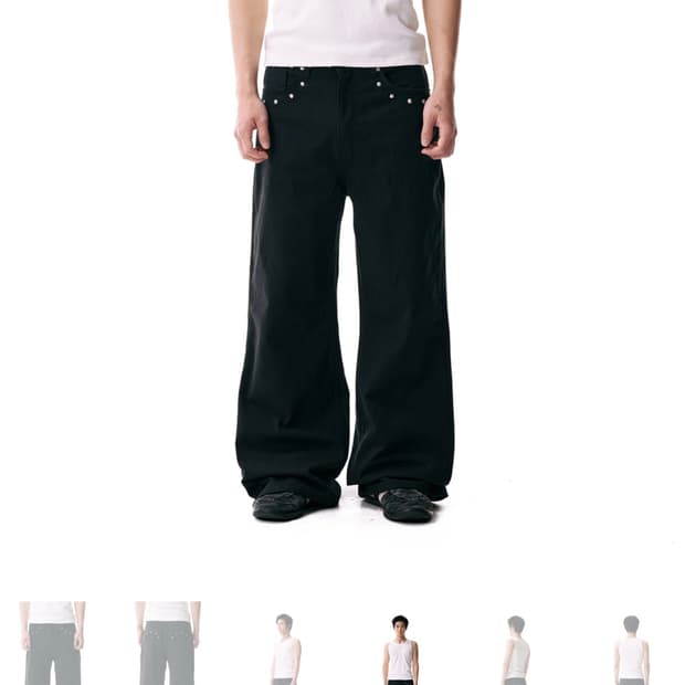 아캄 멀티 스터디드 코튼 팬츠 블랙