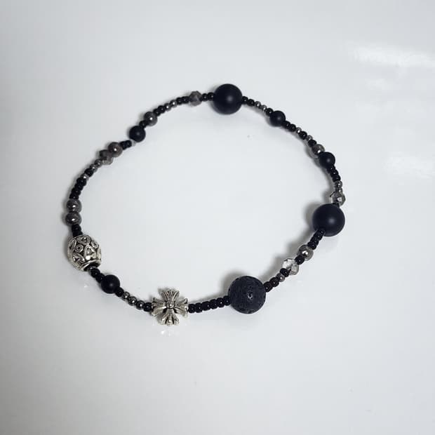 남자 화산석, 십자가 비즈 팔찌