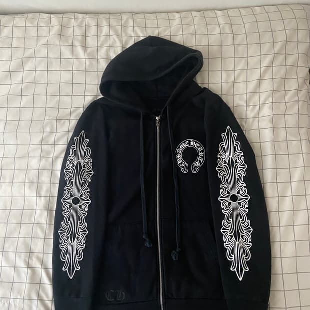 크롬하츠 홀스슈 플로랄 플리스 후드집업 사이즈 L (신세계 국문택)