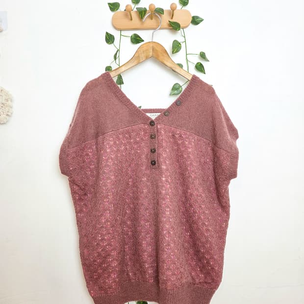 색실 고양이 니트 탑