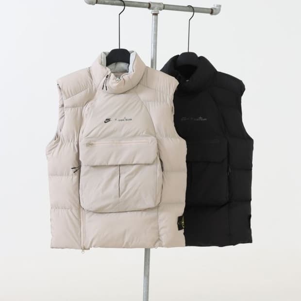 나이키 X 스톤아일랜드 콜라보 한정판 올백 패딩 조끼새제품