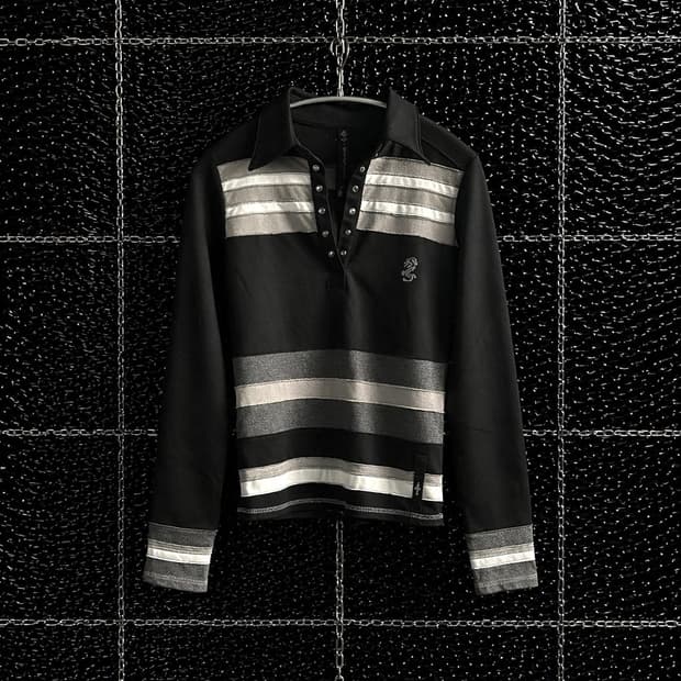 Ozz Croce 스트라이프 카라넥 긴팔티