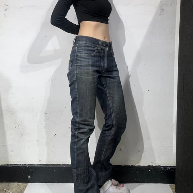 빔즈 흑청 새깅 스키니 데님 팬츠 M