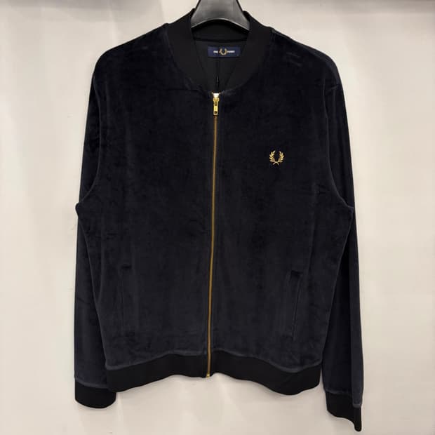 프레드페리 블랙 벨루어 봄버 자켓 L