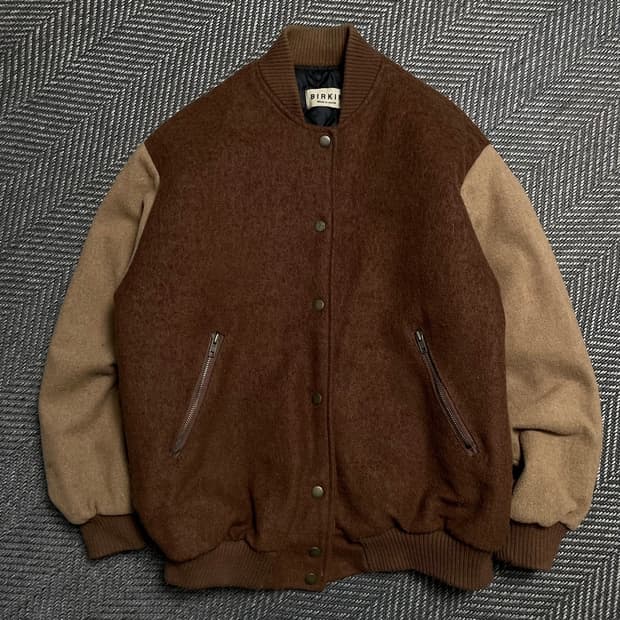 BIRKIN 빈티지 스타디움 모직 바시티 자켓o 5355