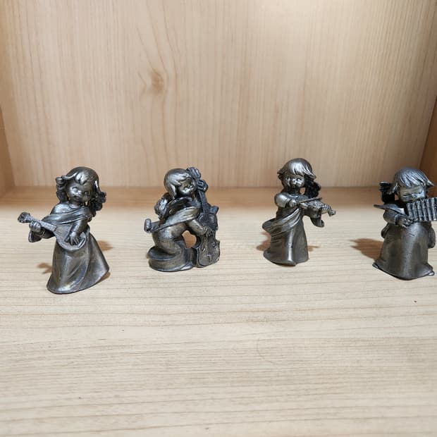 주석 악기 연주 천사상 장식품 4종 세트