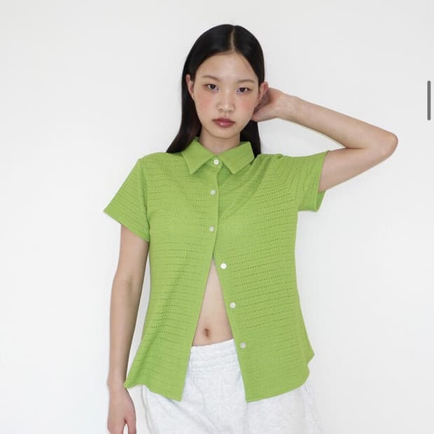포니테일 셔츠 올리브그린 