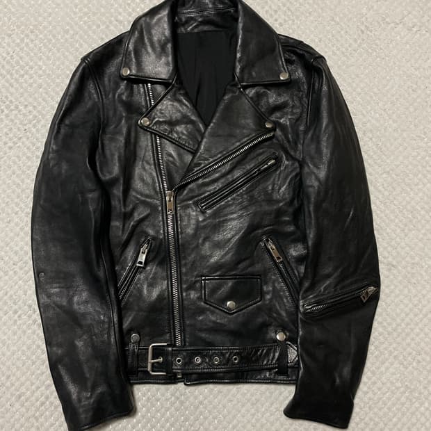 광희시장 웨스턴 무드 램스킨 양가죽 라펠 레더 자켓