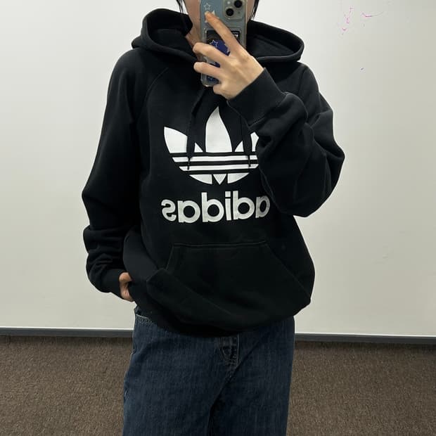 Adidas 아디다스 빅파이어로고 블랙후드티