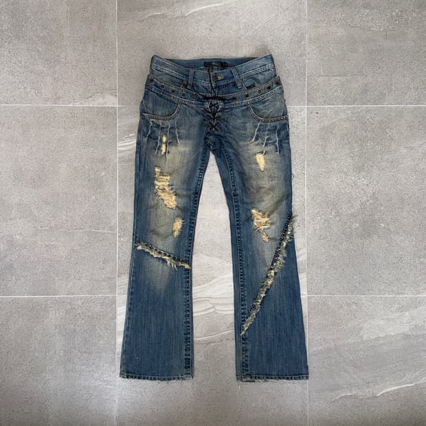 MIDAS 00’s double waist stud flare jeans