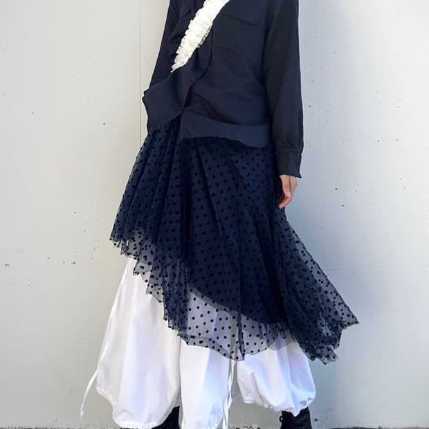 Stripe whimsical hoody top / navy
