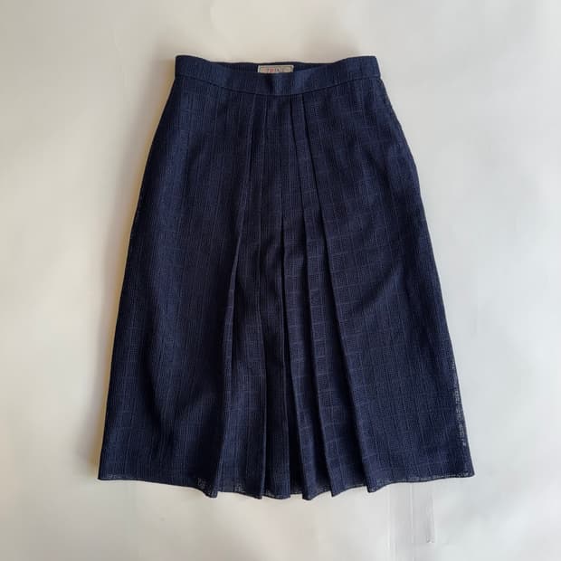 Navy Mesh Pleated Skirt