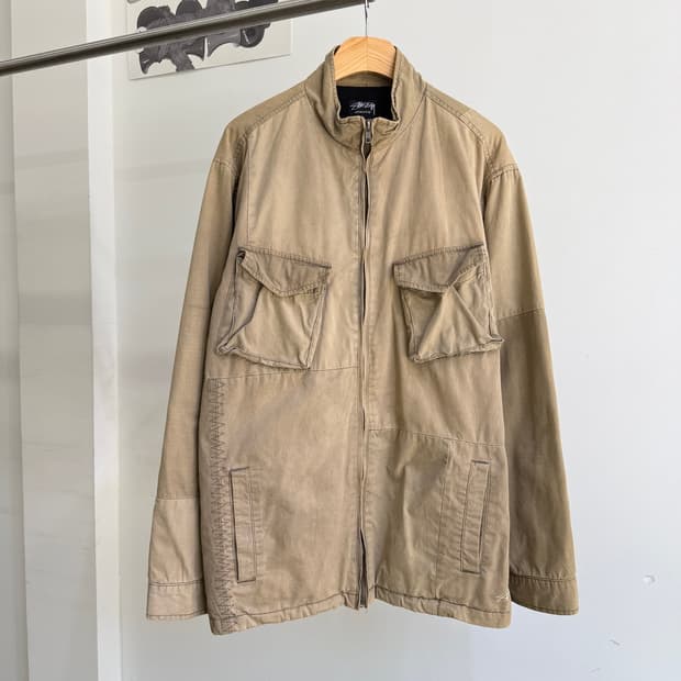 STUSSY 판넬 립스탑 코튼 집업 자켓 