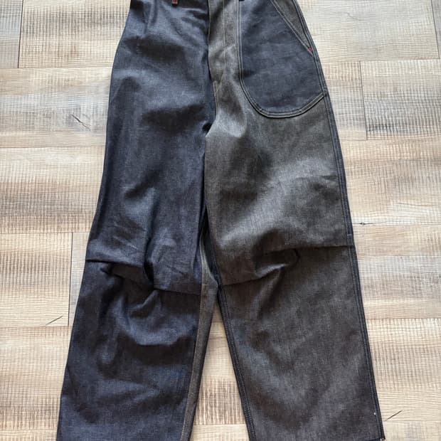 캐피탈 비대칭 와이드 데님 팬츠 mottainai