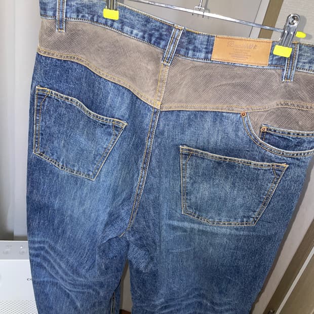 BreathMINt corduroy patch denim pants