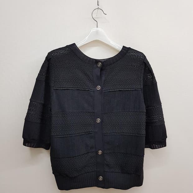 한섬 SJSJ 2021 펀칭 디테일 버튼 니트 가디건 76-90-155