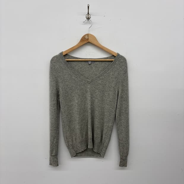 캐시미어100 브이넥 회색 니트