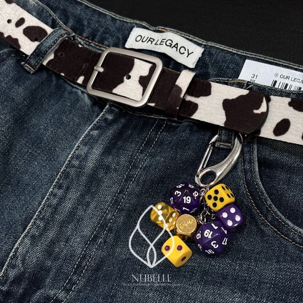 🌗 Cow hair belt / 카우 송치털 호피 벨트 크림