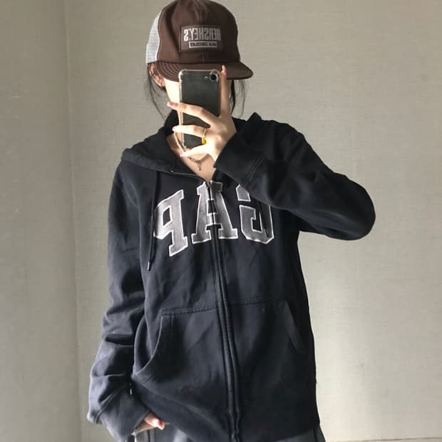갭 블랙 후드집업