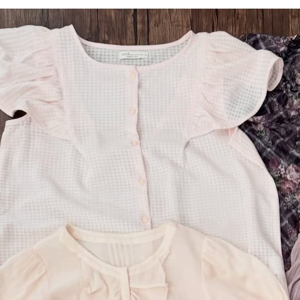 빈티지스즈코 천사핏여리핑크체크블라우스 마루빈티지카메빈티지모리노가토카라하나