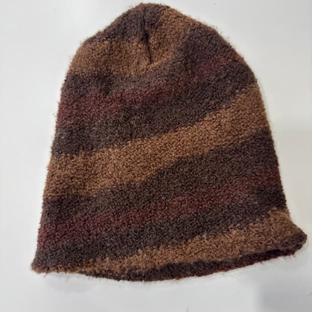 brown pattern beanie