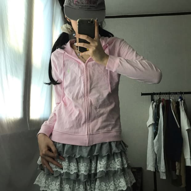 폴로 베이비핑크 후드집업