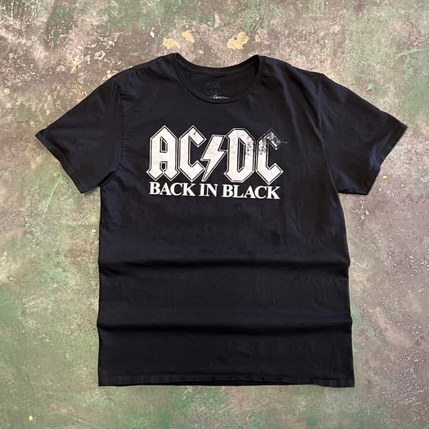 [L] ACDC Back in Black 블랙 빈티지 밴드 티셔츠