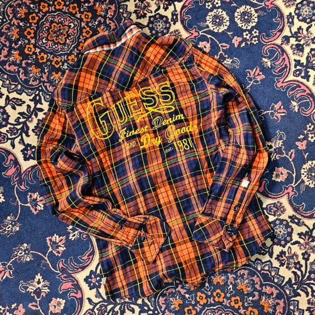 게스(GUESS) 빈티지 레터링 웨스턴 체크 셔츠