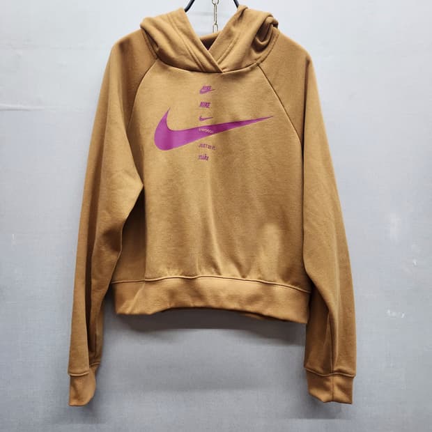 나이키 스우시 로고 크롭 오버핏 후드티 S(L)